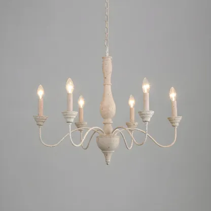 Rustic Wood Chandelier with Metal Accents for Living Room Image - 8