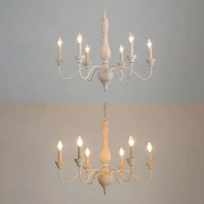 Rustic Wood Chandelier with Metal Accents for Living Room Image - 13