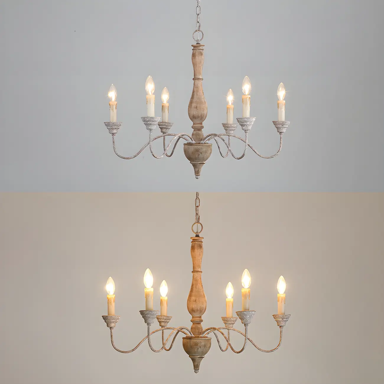 Rustic Wood Chandelier with Metal Accents for Living Room Image - 14 | homeyfad