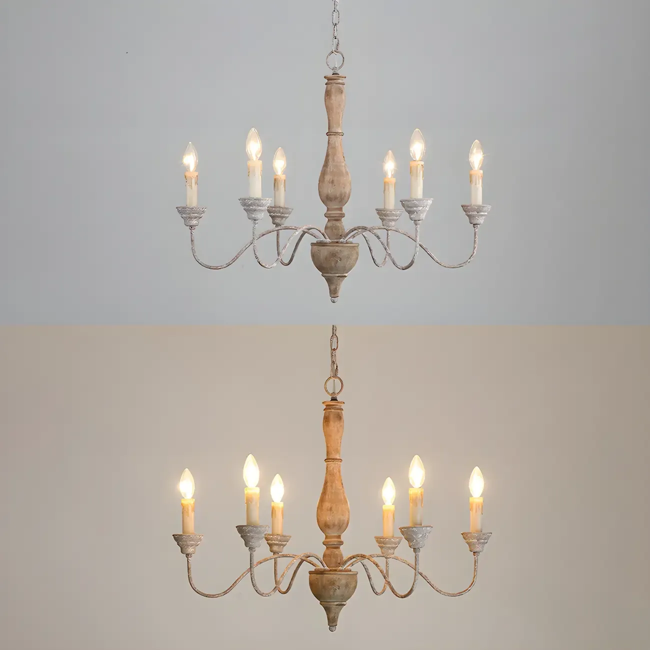 Rustic Wood Chandelier with Metal Accents for Living Room Image - 14