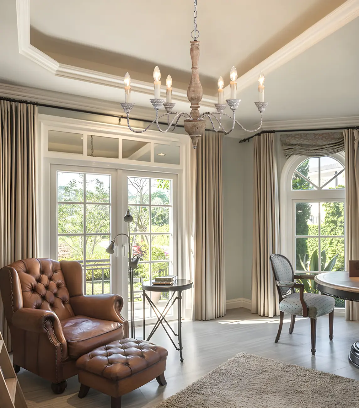 Rustic Wood Chandelier with Metal Accents for Living Room Image - 2 | homeyfad