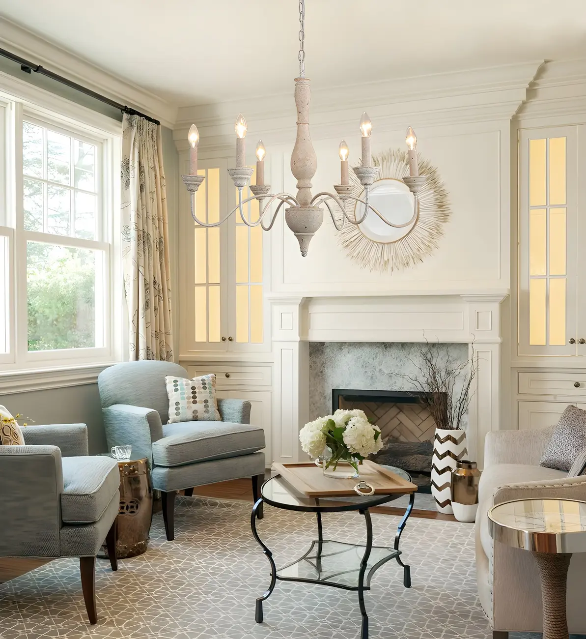 Rustic Wood Chandelier with Metal Accents for Living Room Image - 3 | homeyfad