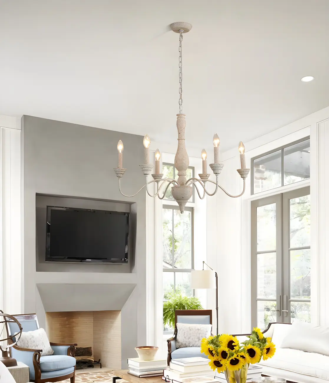 Rustic Wood Chandelier with Metal Accents for Living Room Image - 7 | homeyfad