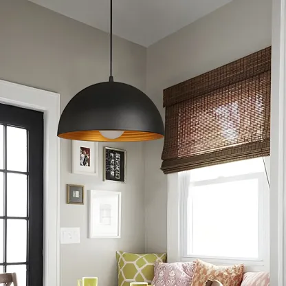Industrial Black Bowl Shade Pendant Light for Kitchen Image - 1