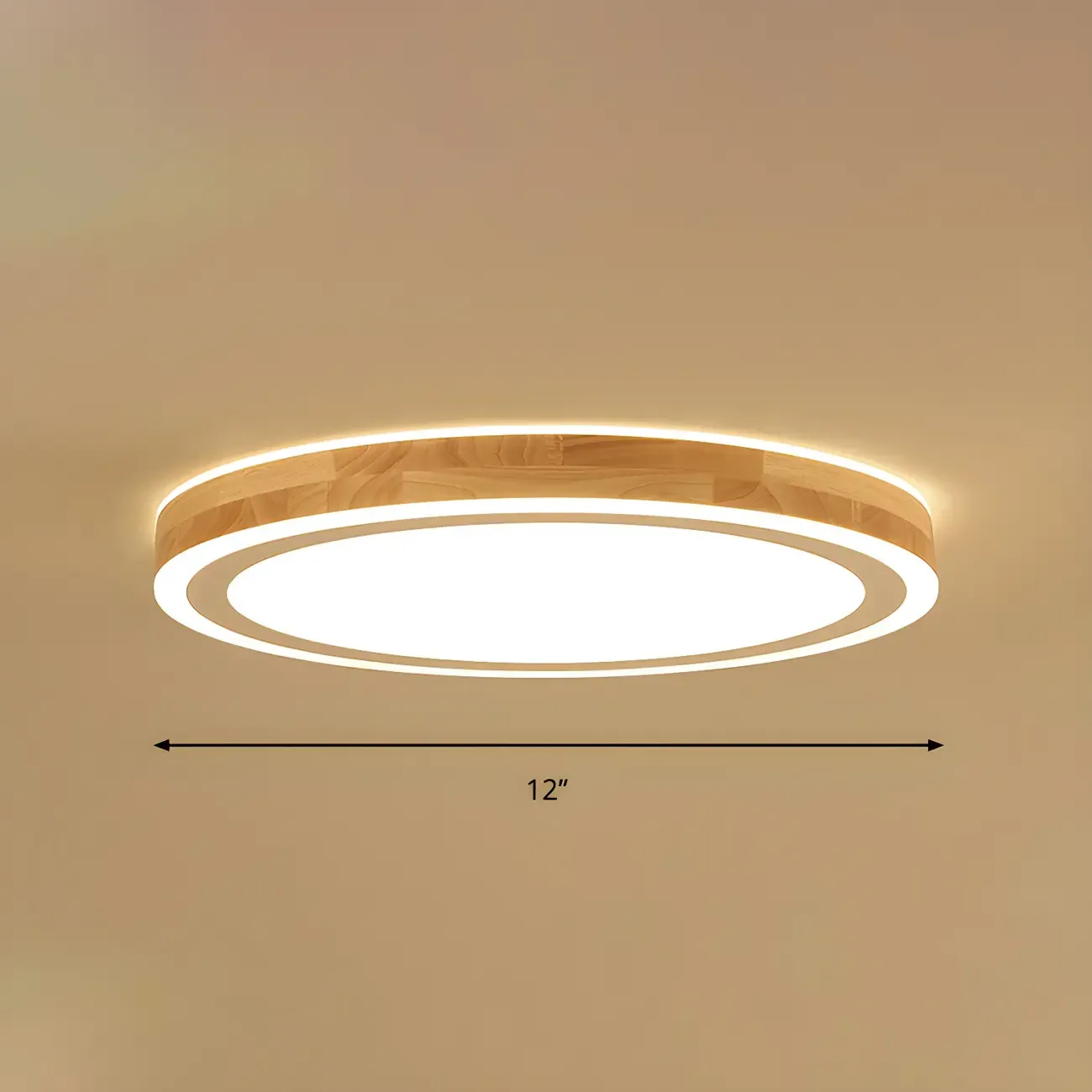 Contemporary Natural Wood LED Flush Ceiling Light Image - 8