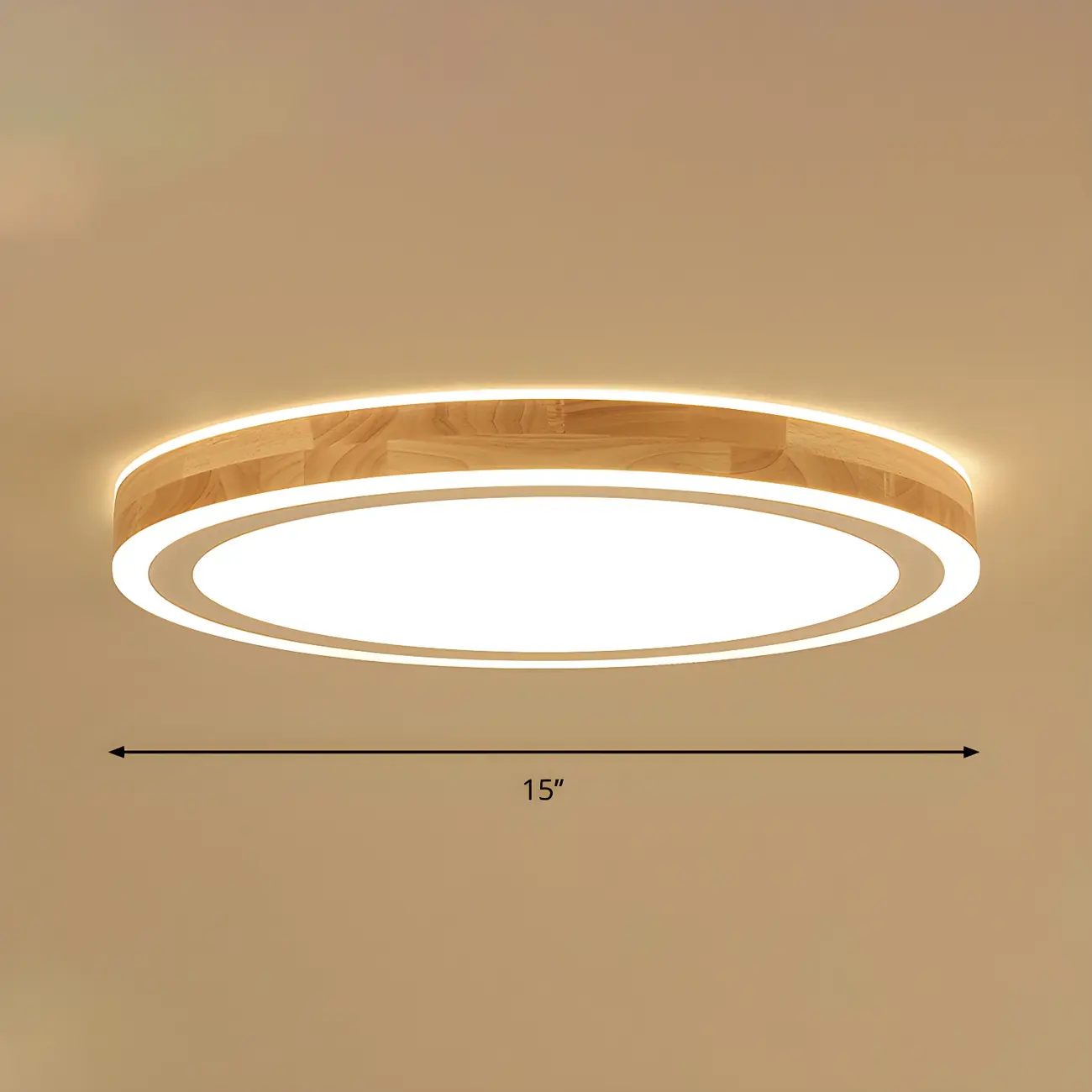 Contemporary Natural Wood LED Flush Ceiling Light Image - 9 | homeyfad