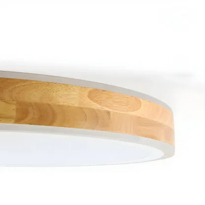 Contemporary Natural Wood LED Flush Ceiling Light Image - 10
