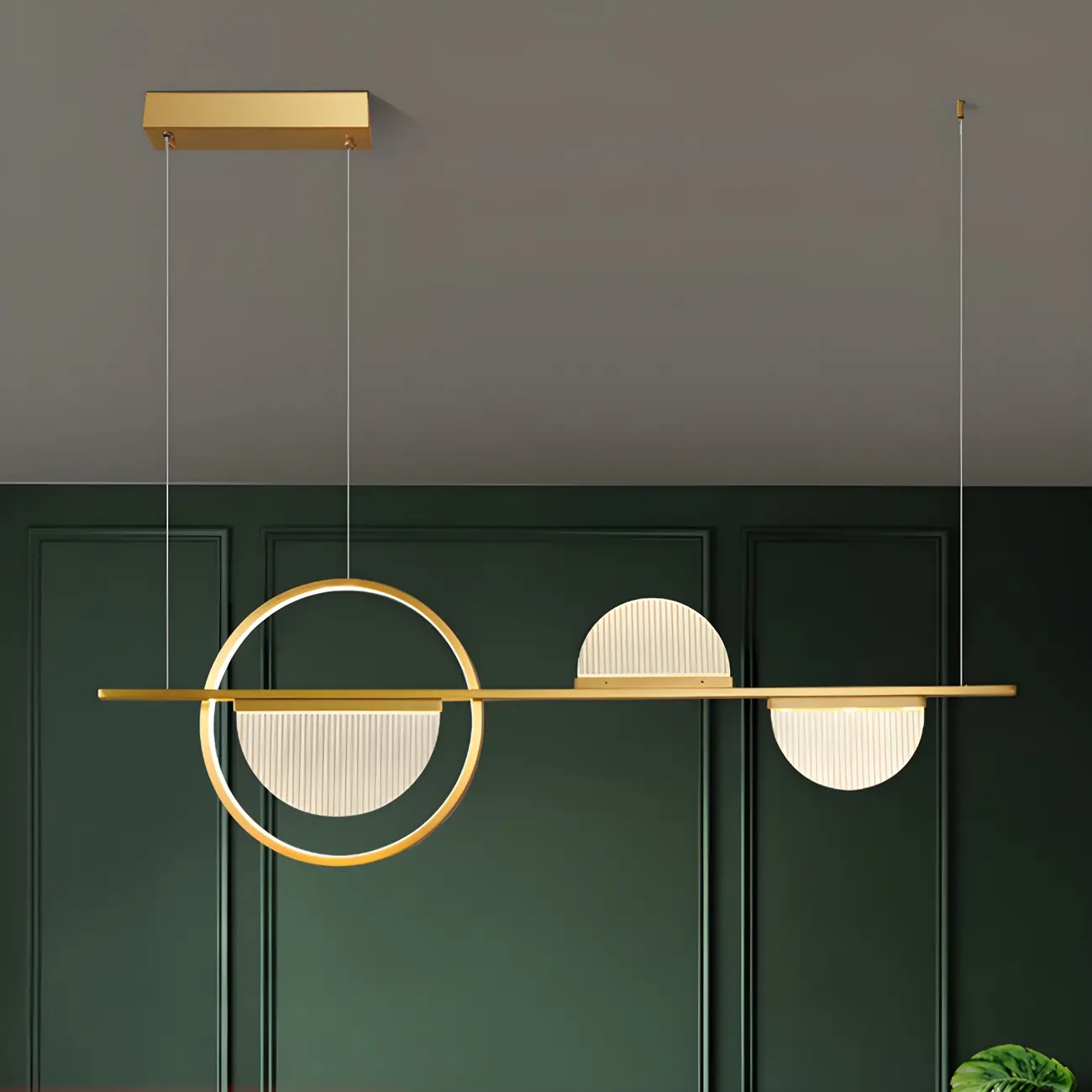 2/3-Light Modern Brass Semicircle Island Pendant Light Image - 2 | homeyfad