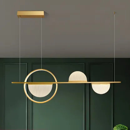 2/3-Light Modern Brass Semicircle Island Pendant Light Image - 2