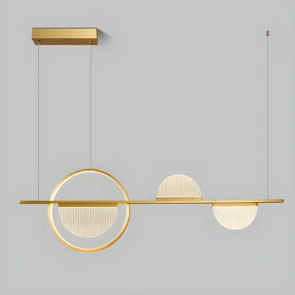2/3-Light Modern Brass Semicircle Island Pendant Light Image - 4