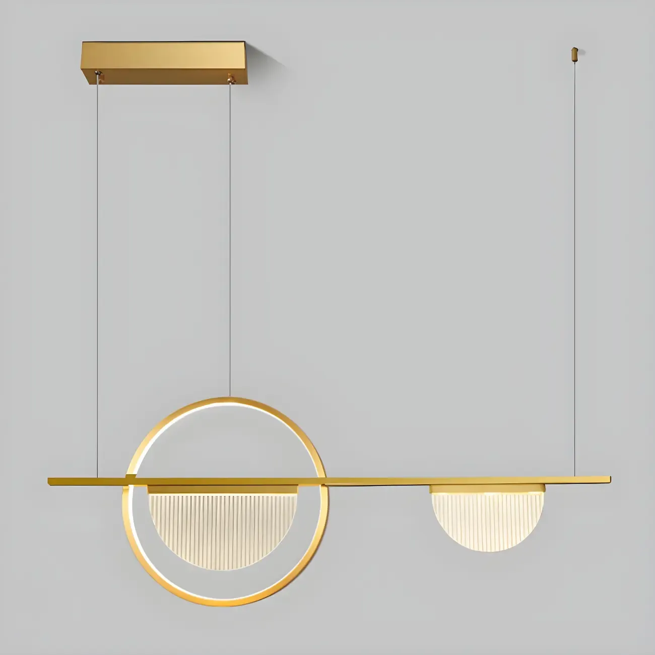 2/3-Light Modern Brass Semicircle Island Pendant Light Image - 5