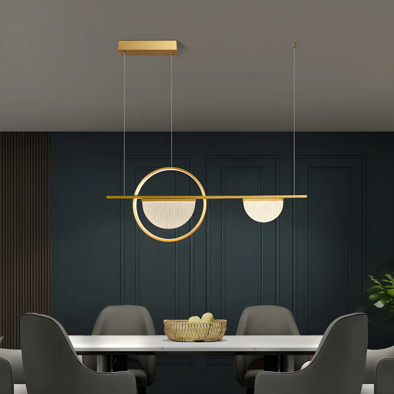 2/3-Light Modern Brass Semicircle Island Pendant Light Image - 6 | homeyfad