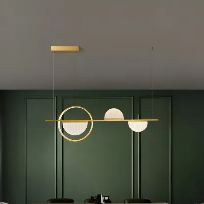 2/3-Light Modern Brass Semicircle Island Pendant Light Image - 8