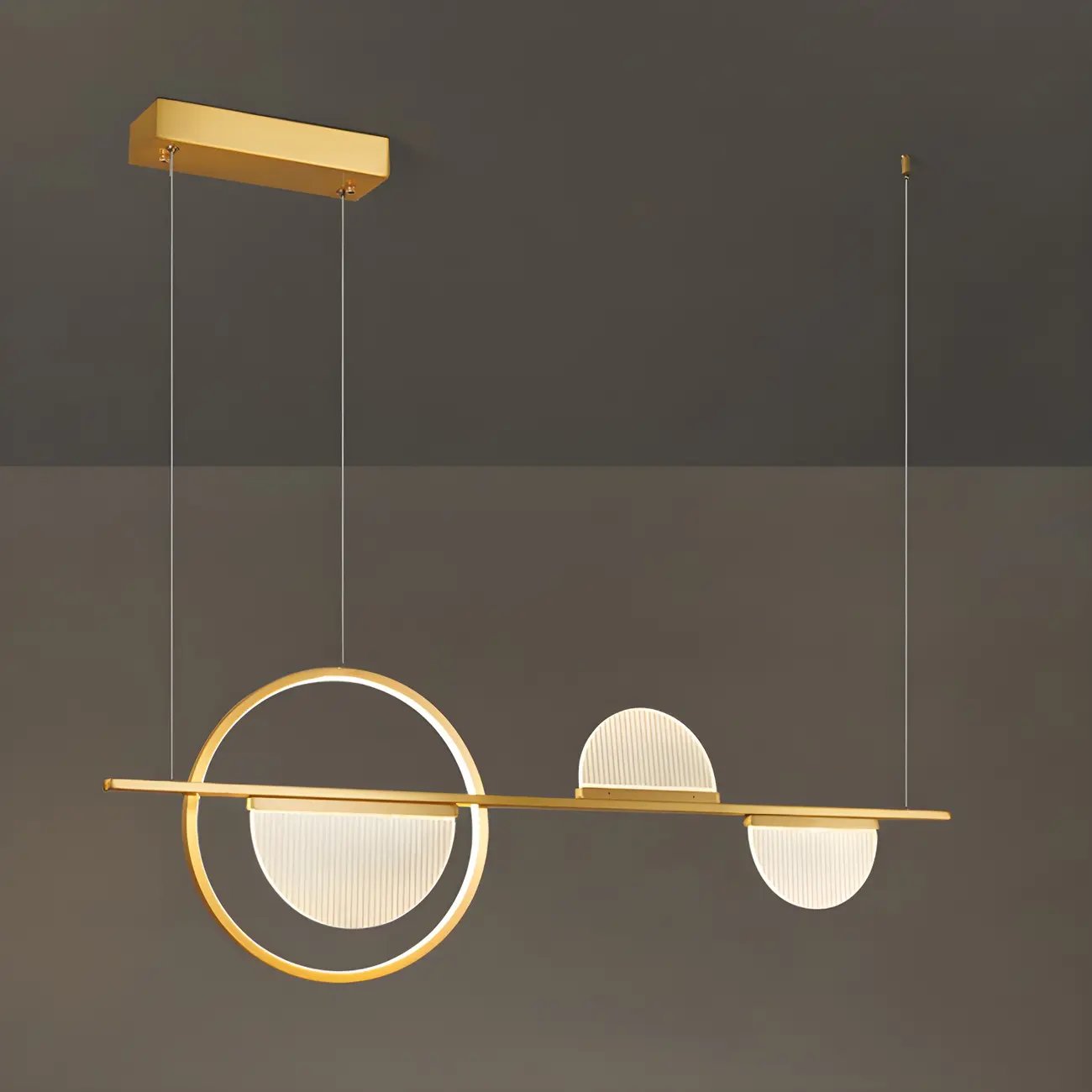 2/3-Light Modern Brass Semicircle Island Pendant Light Image - 9 | homeyfad