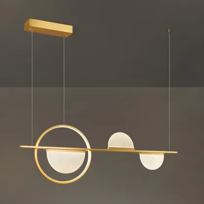 2/3-Light Modern Brass Semicircle Island Pendant Light Image - 9