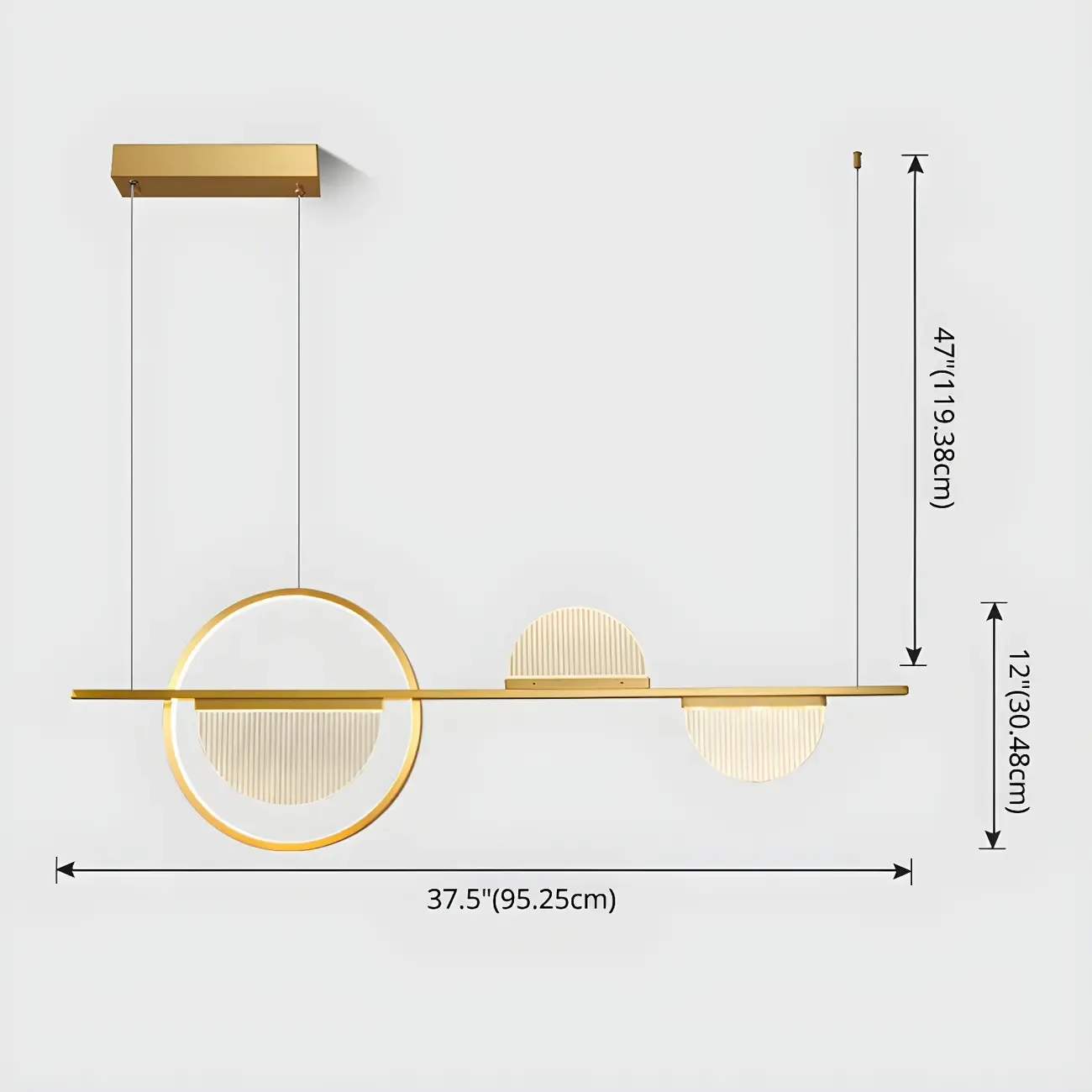 2/3-Light Modern Brass Semicircle Island Pendant Light Image - 10
