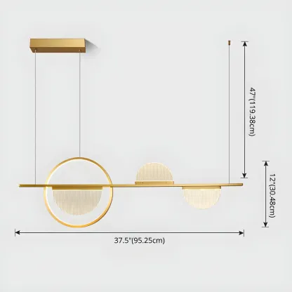 2/3-Light Modern Brass Semicircle Island Pendant Light Image - 10