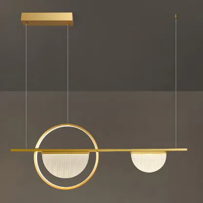 2/3-Light Modern Brass Semicircle Island Pendant Light Image - 11