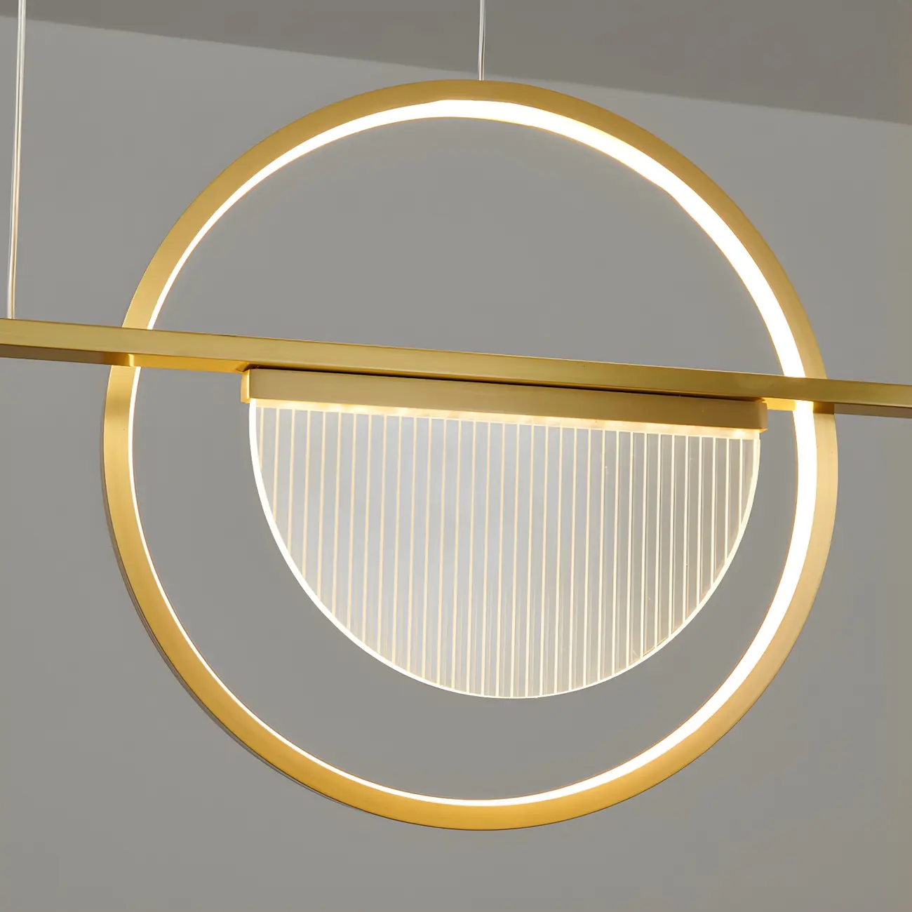 2/3-Light Modern Brass Semicircle Island Pendant Light Image - 14 | homeyfad