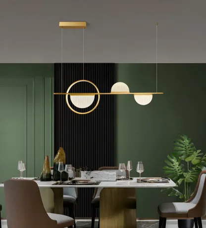 2/3-Light Modern Brass Semicircle Island Pendant Light Image - 16