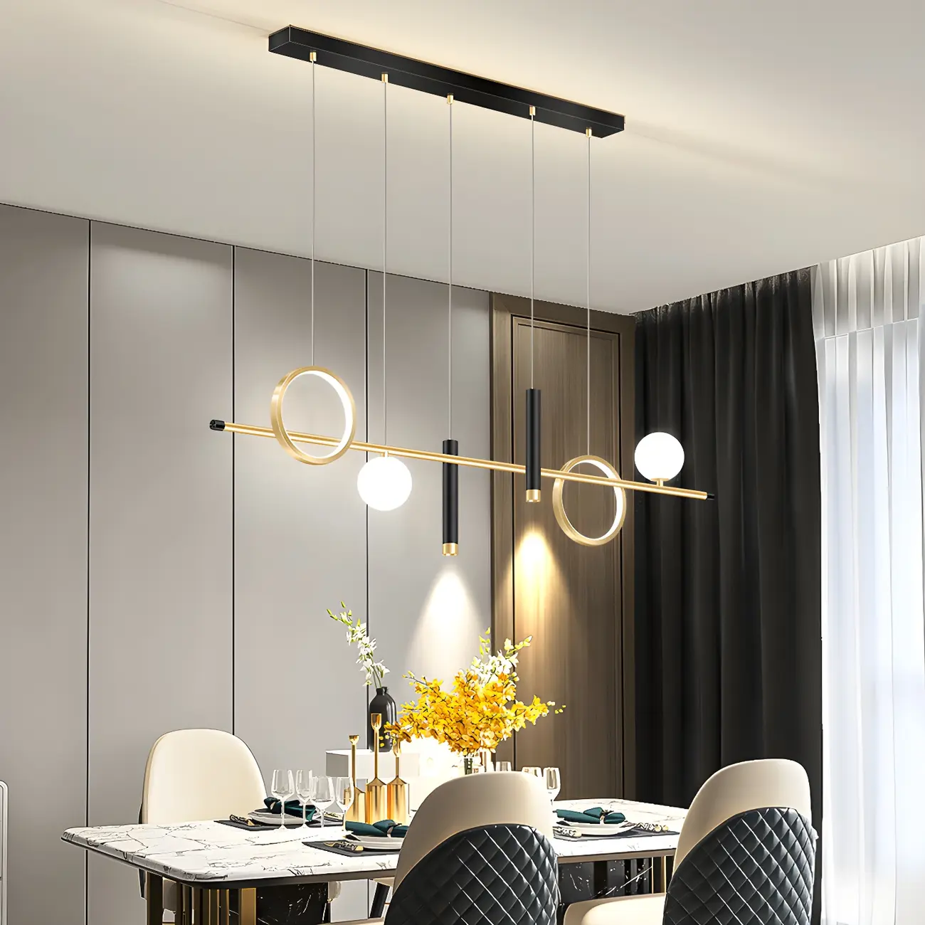 Modern Geometric LED Island Pendant Light for Kitchen Image - 1 | homeyfad