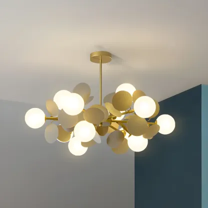 Pastel Sphere Glass and Metal Starburst Chandelier Image - 9