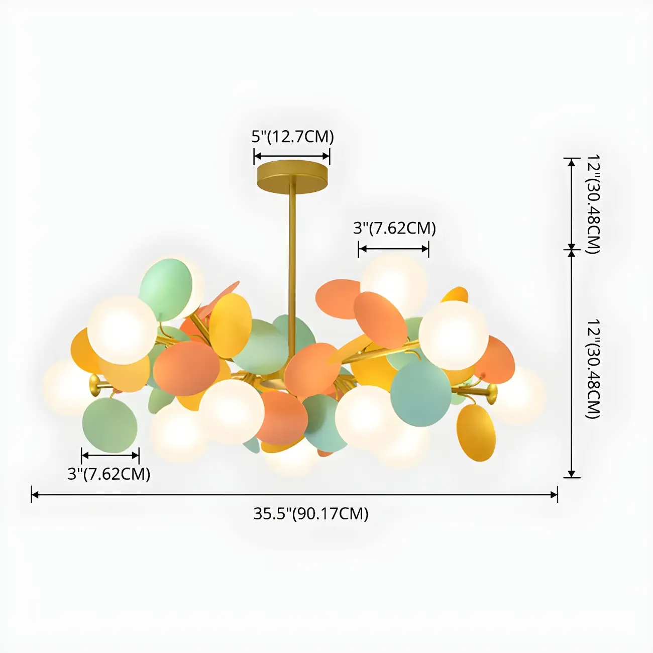 Pastel Sphere Glass and Metal Starburst Chandelier Image - 12