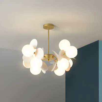 Pastel Sphere Glass and Metal Starburst Chandelier Image - 18