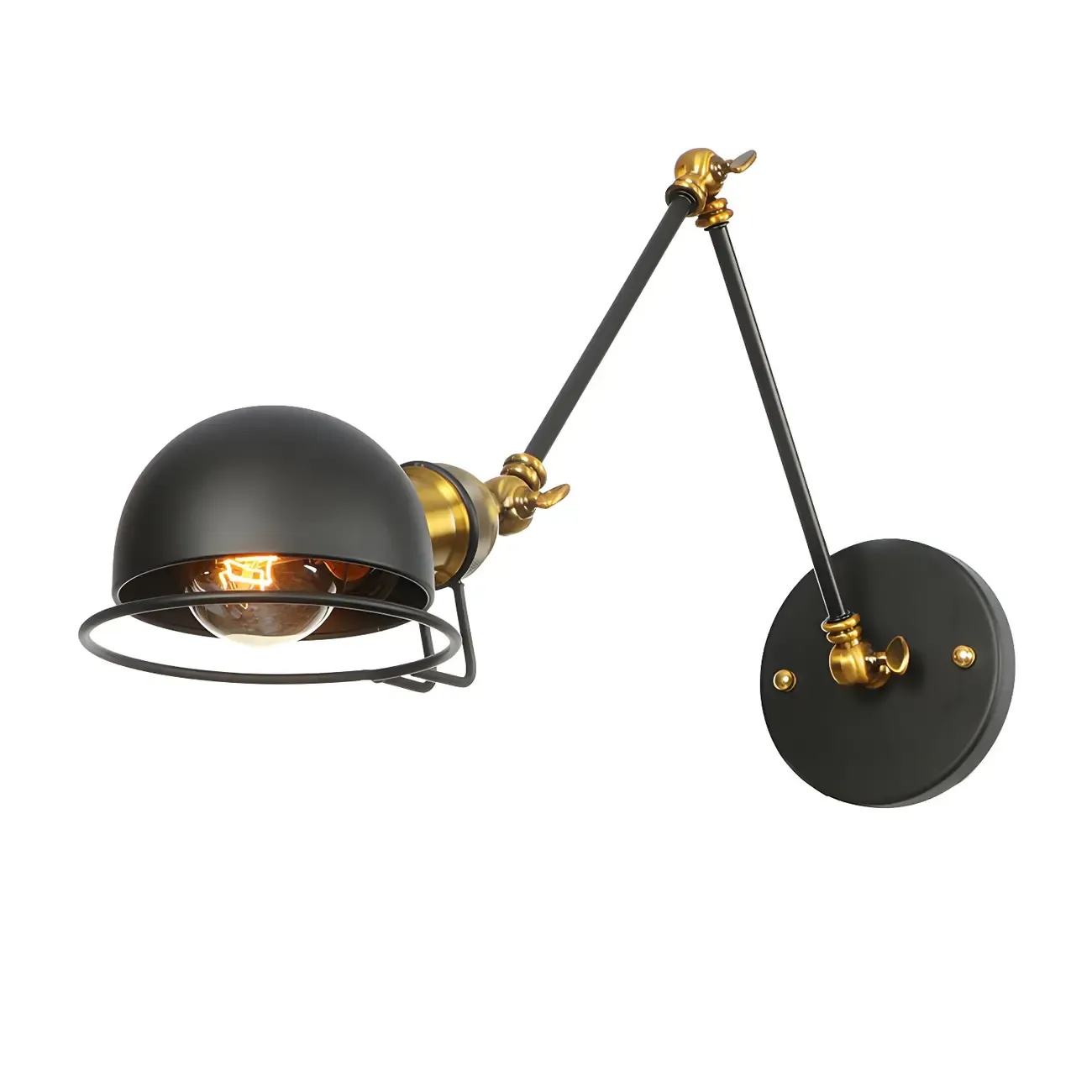Industrial Black Adjustable Swing Arm Wall Sconce Image - 1