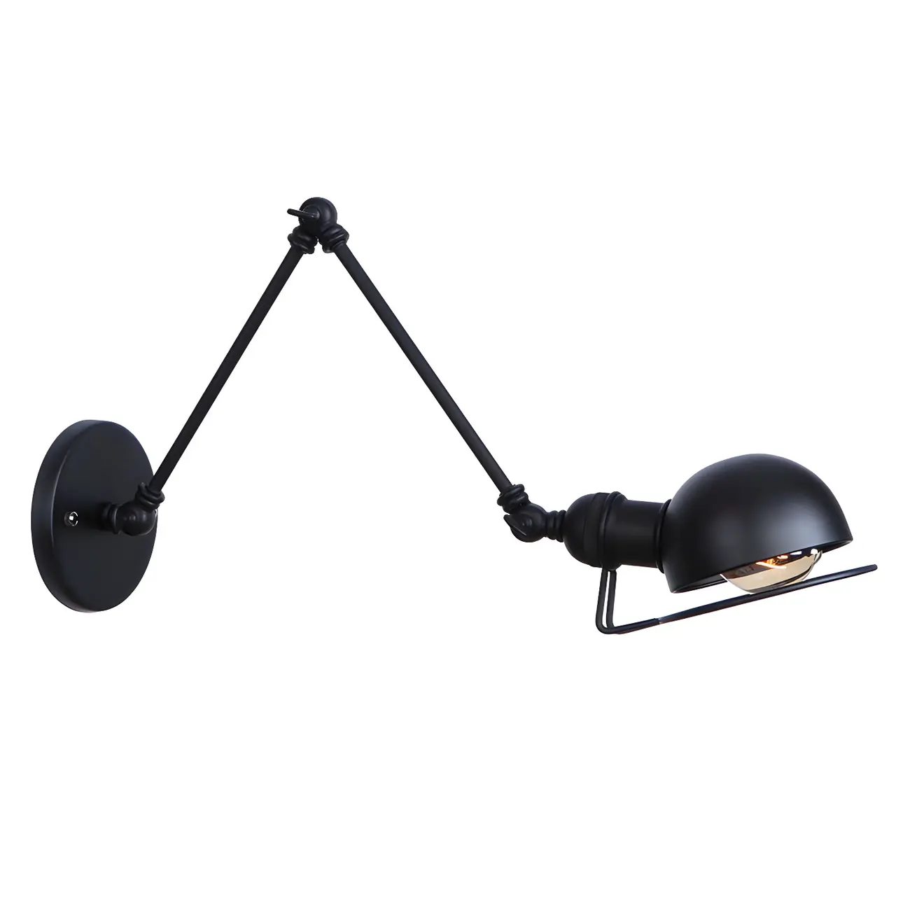 Industrial Black Adjustable Swing Arm Wall Sconce Image - 3 | homeyfad
