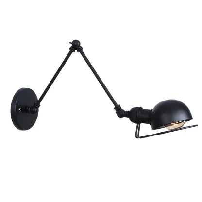 Industrial Black Adjustable Swing Arm Wall Sconce Image - 4