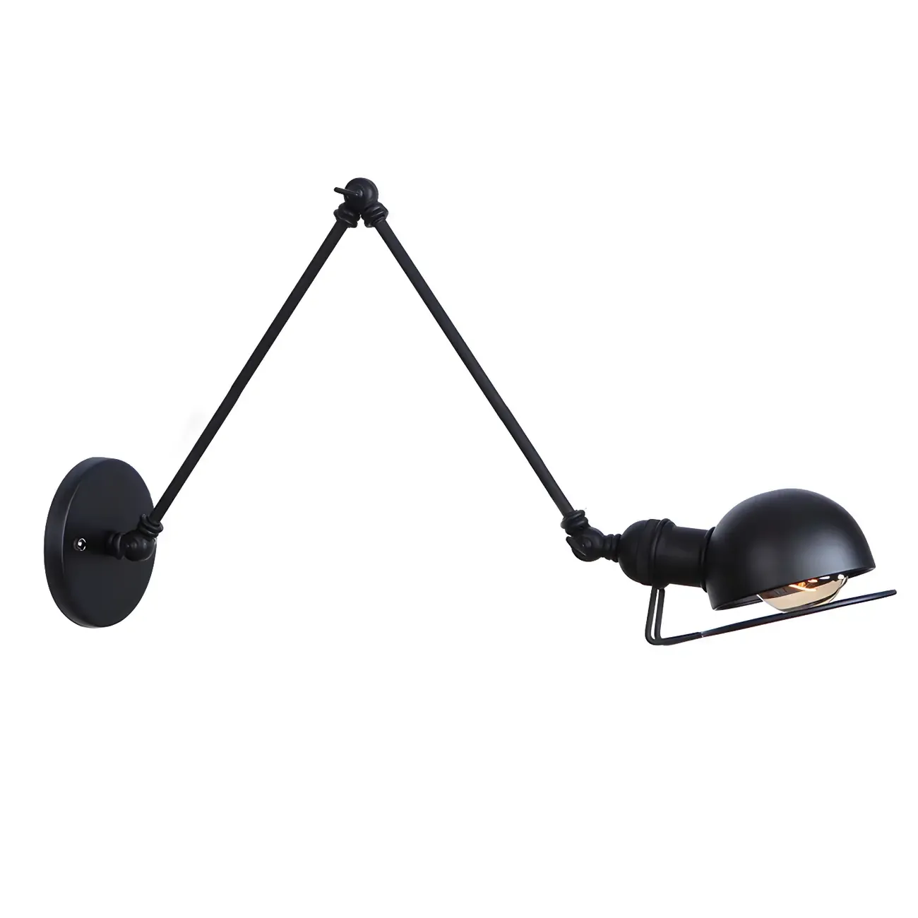 Industrial Black Adjustable Swing Arm Wall Sconce Image - 5