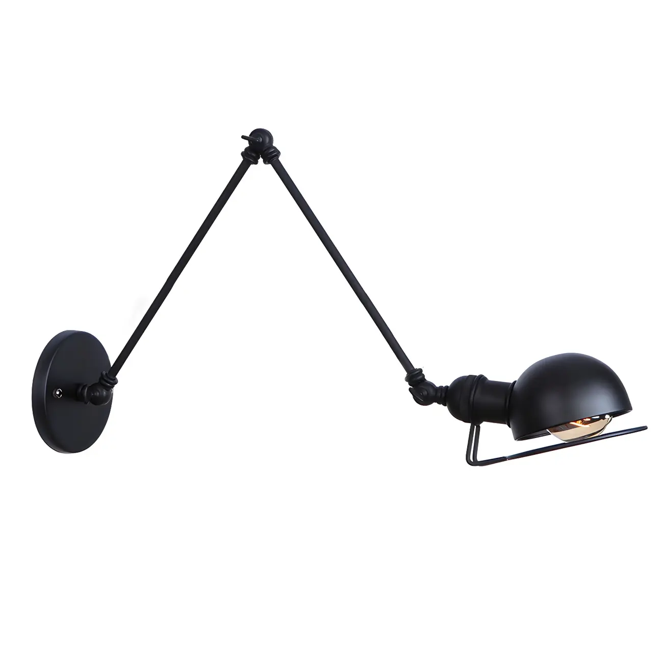 Industrial Black Adjustable Swing Arm Wall Sconce Image - 7 | homeyfad