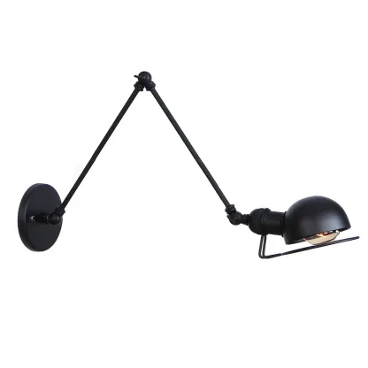 Industrial Black Adjustable Swing Arm Wall Sconce Image - 7