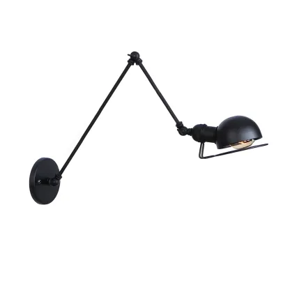 Industrial Black Adjustable Swing Arm Wall Sconce Image - 8