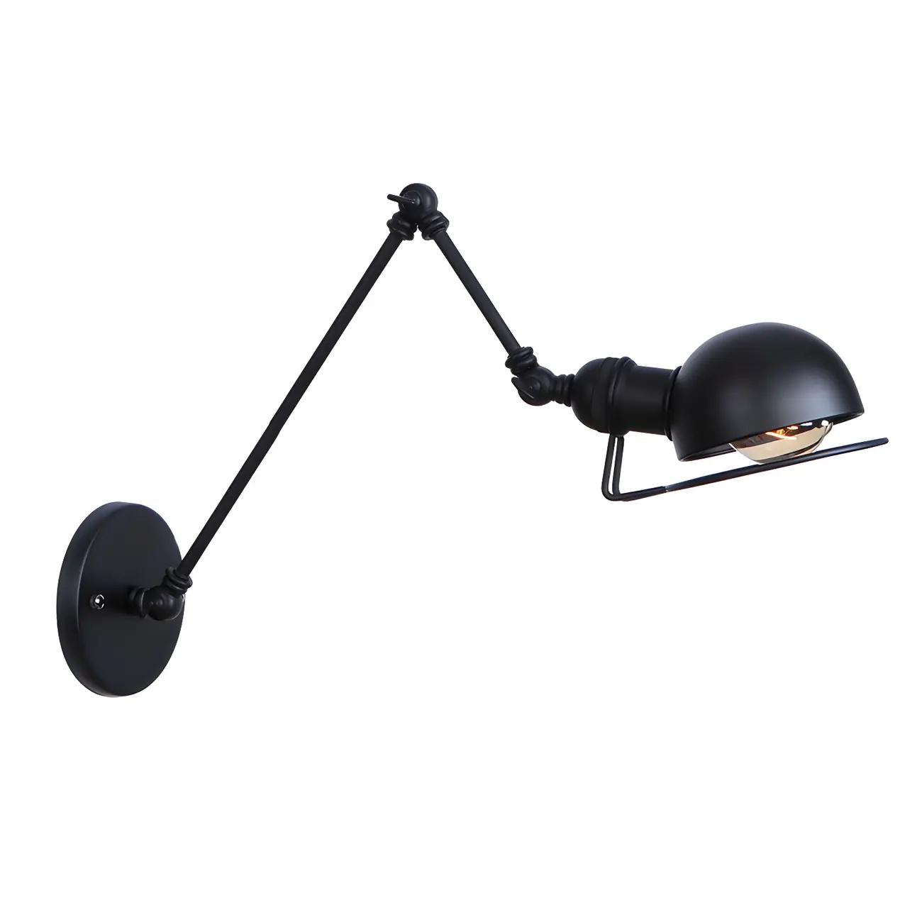 Industrial Black Adjustable Swing Arm Wall Sconce Image - 10 | homeyfad