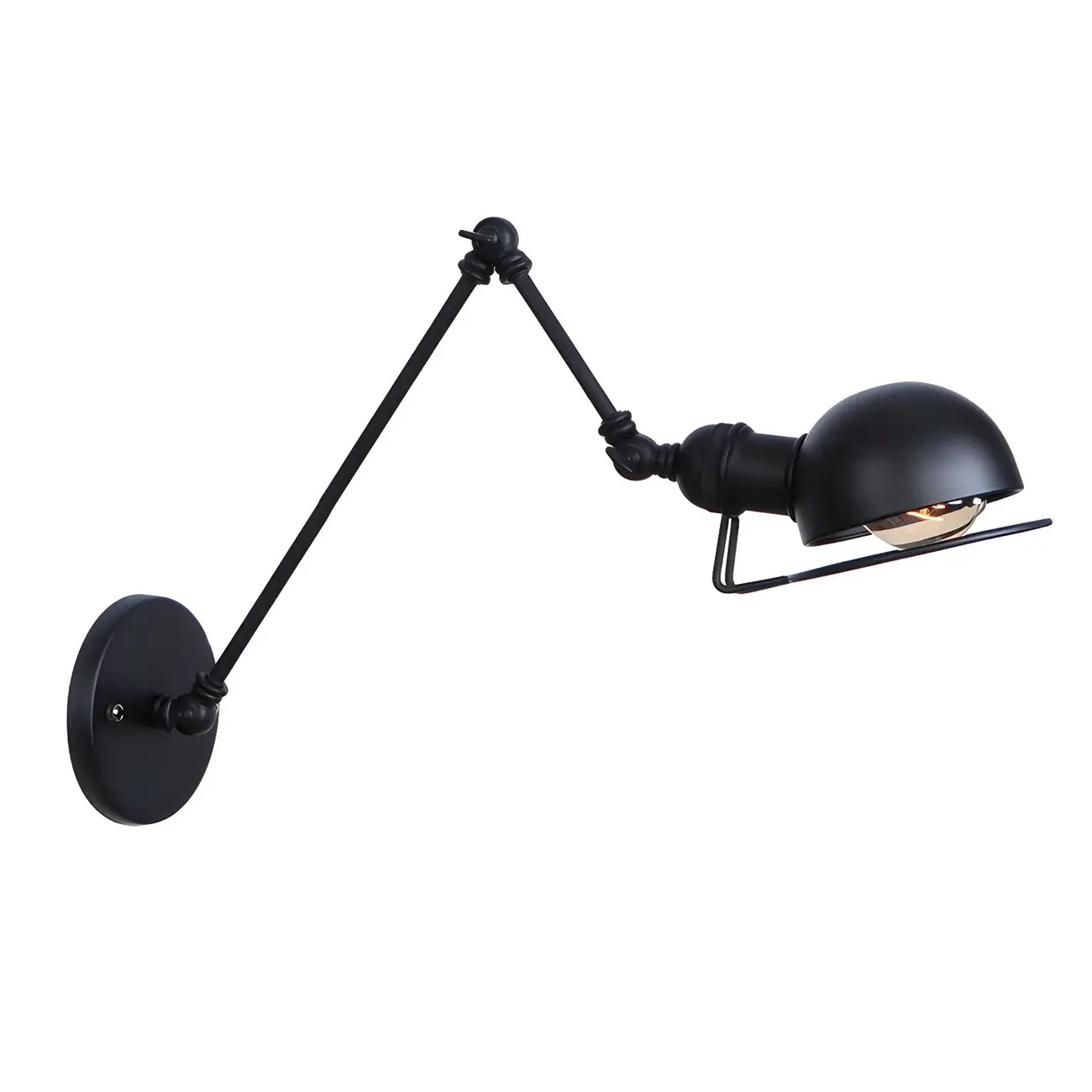 Industrial Black Adjustable Swing Arm Wall Sconce Image - 10