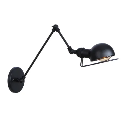 Industrial Black Adjustable Swing Arm Wall Sconce Image - 10