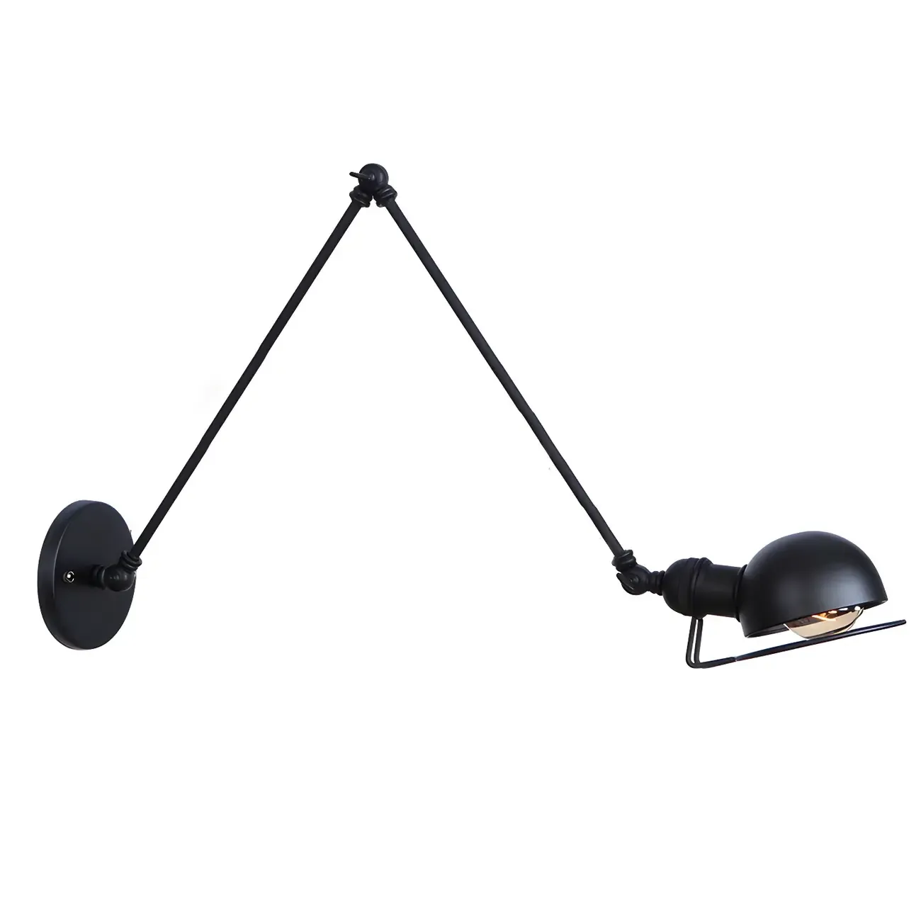 Industrial Black Adjustable Swing Arm Wall Sconce Image - 11