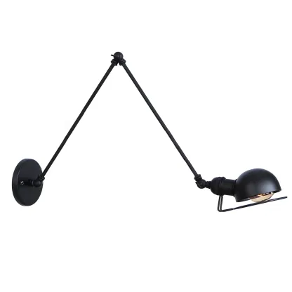 Industrial Black Adjustable Swing Arm Wall Sconce Image - 11