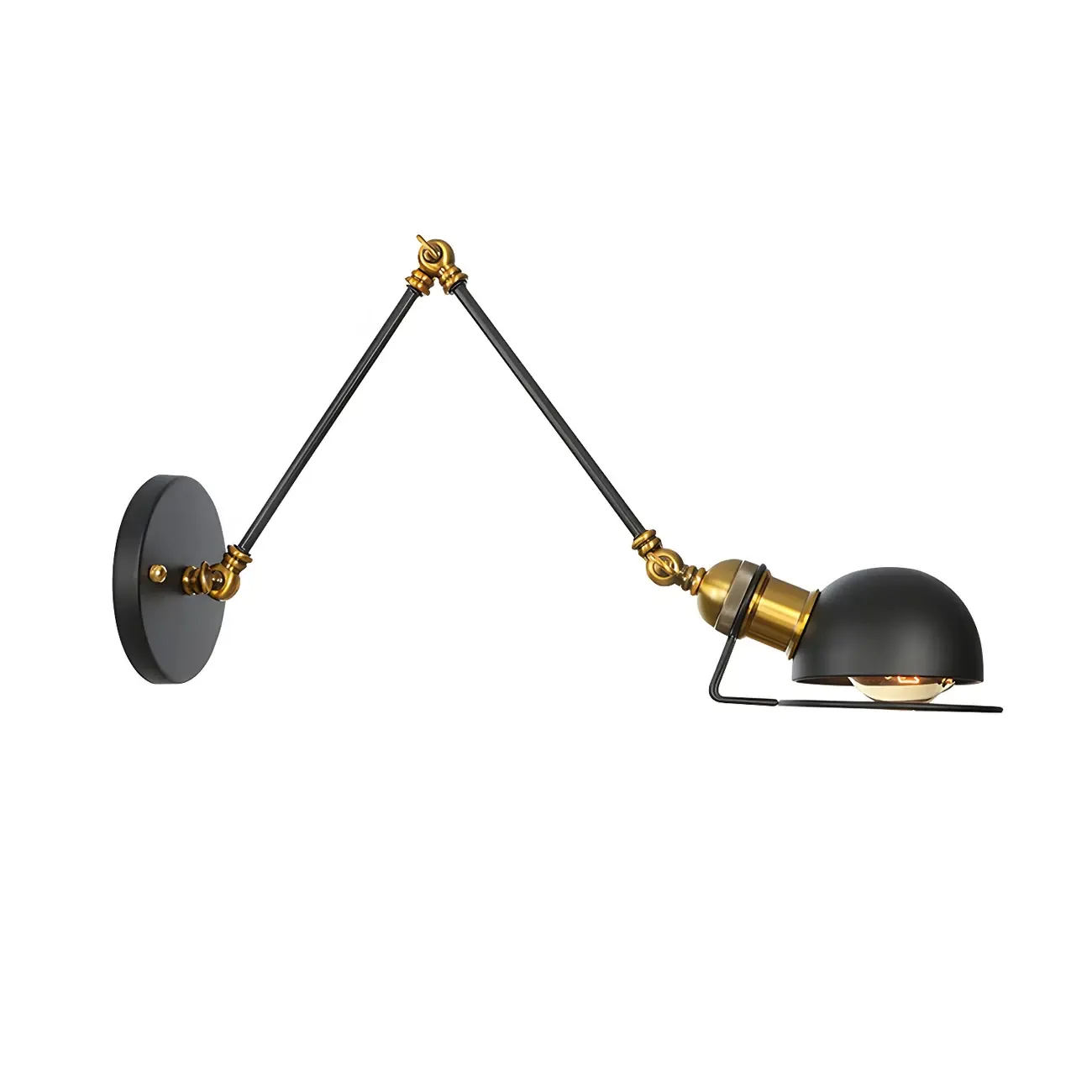 Industrial Black Adjustable Swing Arm Wall Sconce Image - 16