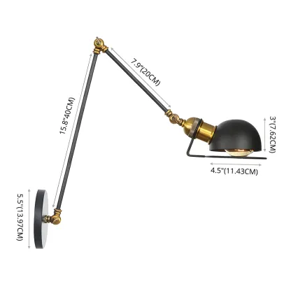 Industrial Black Adjustable Swing Arm Wall Sconce Image - 20