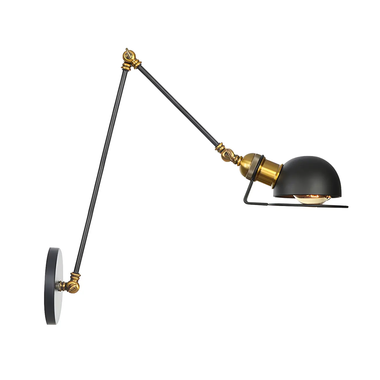 Industrial Black Adjustable Swing Arm Wall Sconce Image - 21 | homeyfad