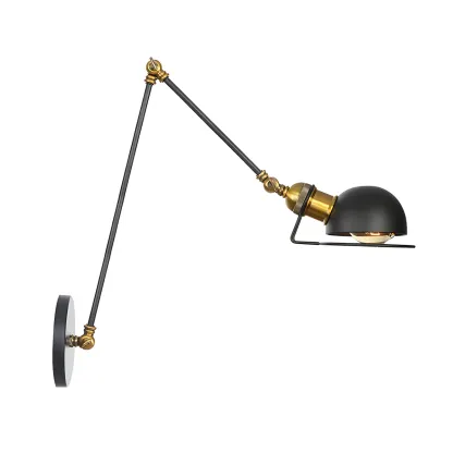 Industrial Black Adjustable Swing Arm Wall Sconce Image - 21