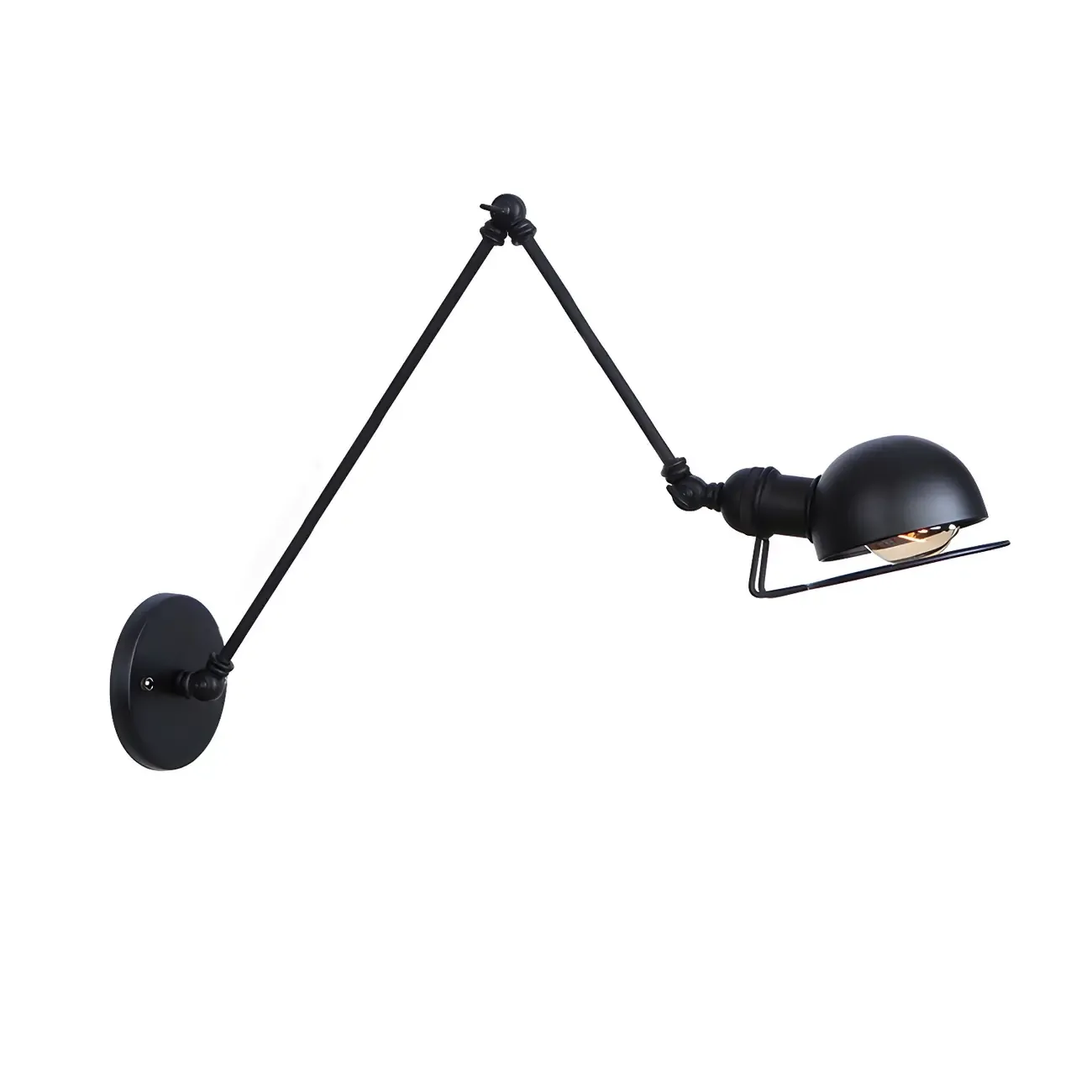 Industrial Black Adjustable Swing Arm Wall Sconce Image - 27