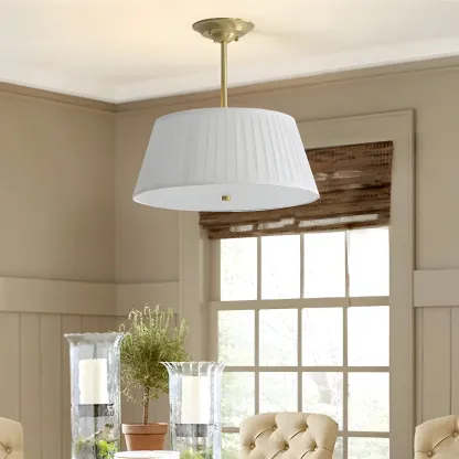 Fixture Minimalist-Style Metal Pleated Lampshade Chandelier Image - 2