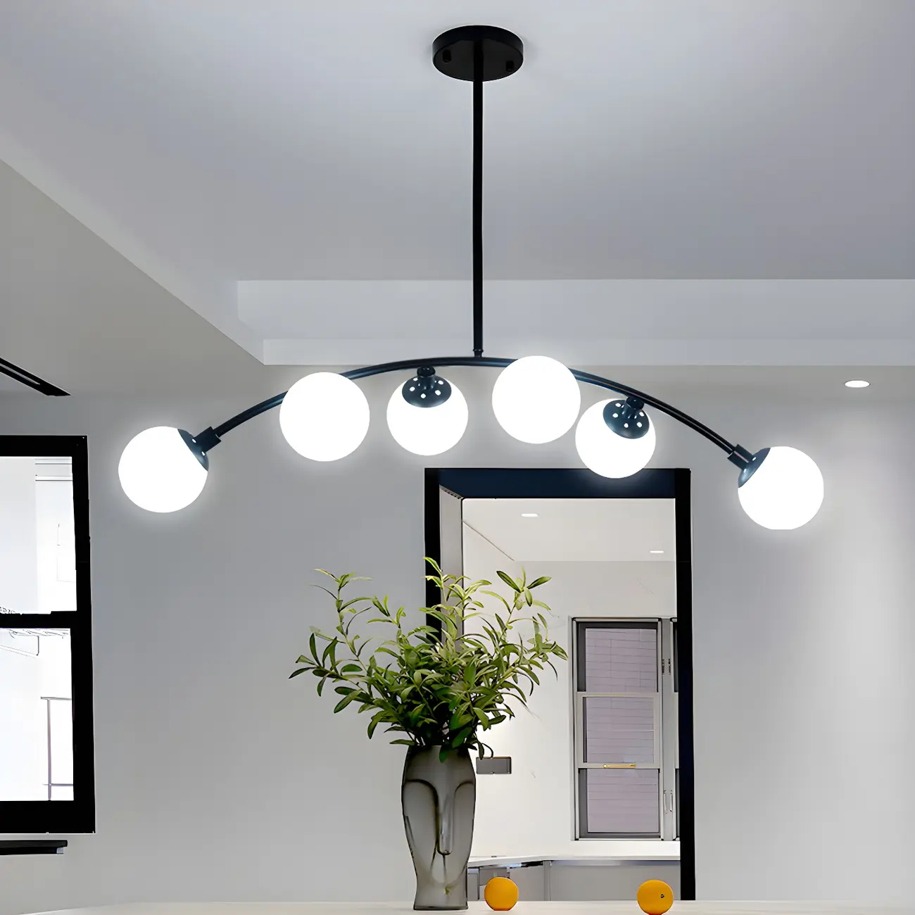 Trendy Black Glass Globe Island Pendant Light Image - 1 | homeyfad
