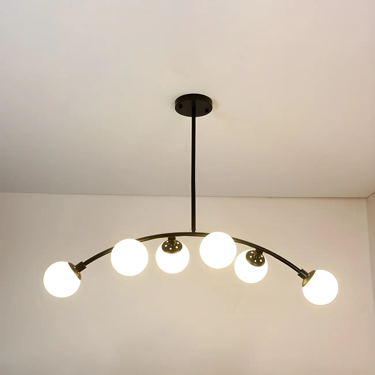 Trendy Black Glass Globe Island Pendant Light Image - 5 | homeyfad