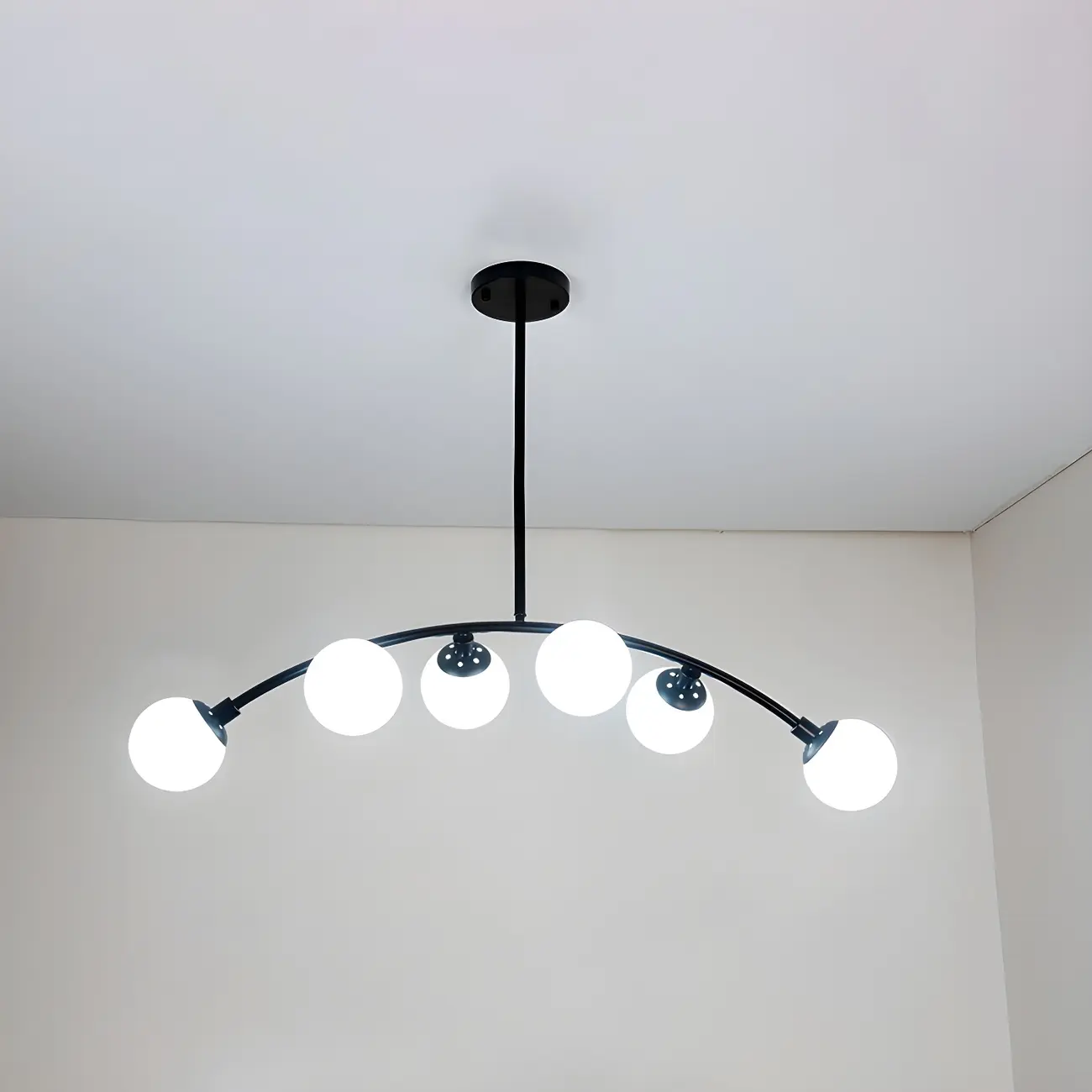 Trendy Black Glass Globe Island Pendant Light Image - 6 | homeyfad