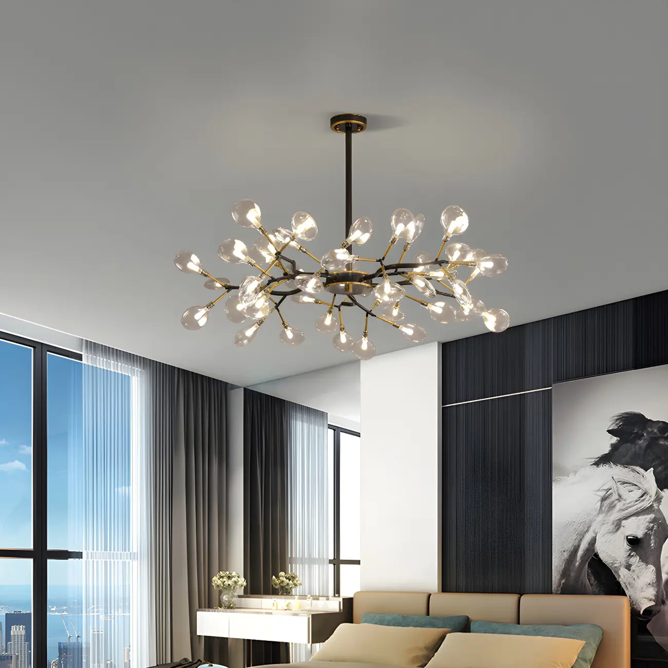 Modern Gold Metal Fireflies Island Pendant Light Image - 3 | homeyfad